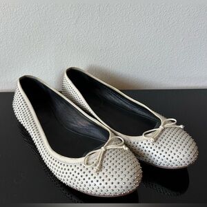 YSL Ivory Leather Studded Ballet Flats size 38.5